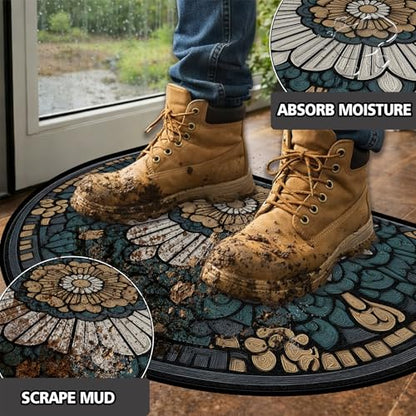 Half Round Door Mat 24"x36", Non-Slip Indoor Entryway Rug, Washable - color: Multicolor-5