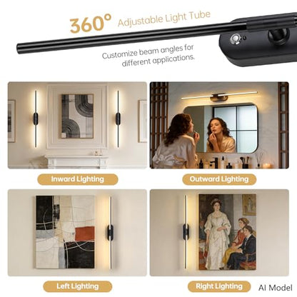 Battery Operated Wall Sconces Set of 2, Wireless Wall Light