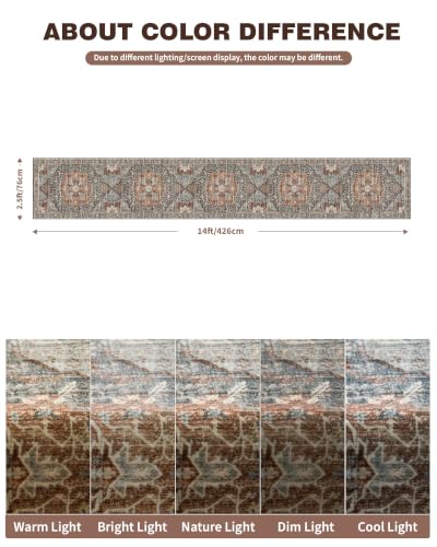 Roxstand 2.6x14 Hallway Runner Rug, Washable Non Slip Rugs, Grey/Brown/Tan - color: Grey/Brown/Tan, size: 2'6"x14'(Runner)