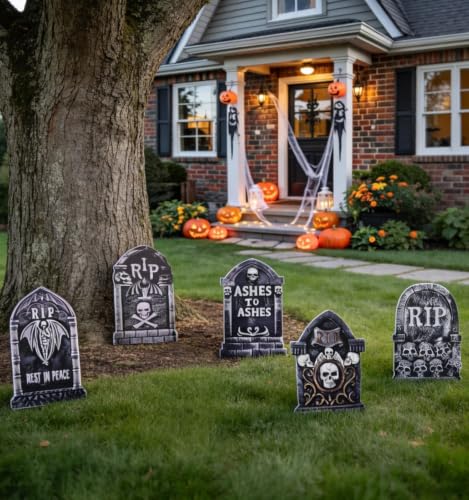 12" Halloween Tombstones Outdoor Graveyard Decorations,5-Pack - size: 12INCH