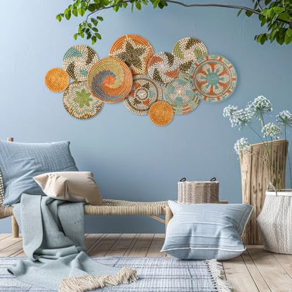 Tatuo 11 Pcs Boho Wall Basket Decor Woven Wall Hanging Art, Farmhouse - style: Farmhouse