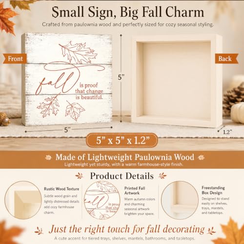 Fall is Proof That Change is Beautiful Sign | Minimal Leaf Wall Art - color: FALL27