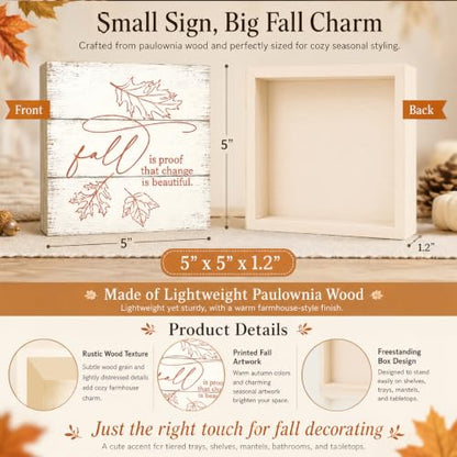 Fall is Proof That Change is Beautiful Sign | Minimal Leaf Wall Art - color: FALL27