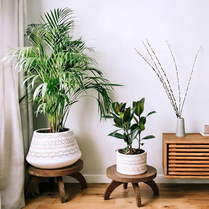 Novabright 2 Pcs Short Plant Stand Small Wood Plant Stool, Rustic Color - color: Rustic Color