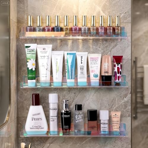 4 Pack 15 Inch Iridescent Acrylic Floating Wall Shelves, Rainbow Shelves - color: 15in-iridescent