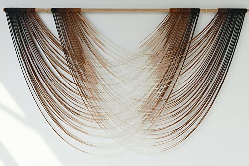 Macrame Wall Hanging Brown Dip Dyed Boho Fiber Art Decor 57"W*35"L - color: Brown