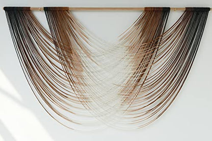 Macrame Wall Hanging Brown Dip Dyed Boho Fiber Art Decor 57"W*35"L - color: Brown