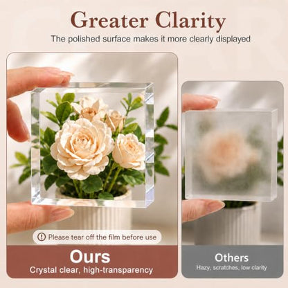 SAMYUCHO 4 Pcs 5 X 5 X 1 Inch Acrylic Blocks, Clear Square Acrylic Base - size: 5 X 5 X 1" 4pcs