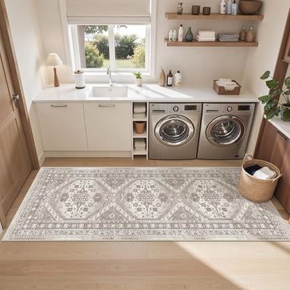 befbee 2'6"x8' Runner Rug for Hallway Washable Non Slip Kitchen Rug - color: Brown/Beige, size: 2'6" x 8' (Runner)