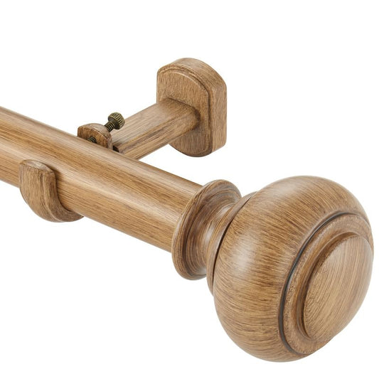 Wood Curtain Rods for Window 72-144 Inch(6-12ft), Heavy Duty Curtain Rod, 1 1/8" Diameter Boho Drapery Rods with Imitation Wood Grain Finials and Adjustable Brackets - color: Brown Wood Grain, size: 72-144"