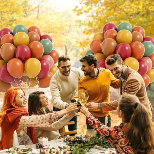 12inch Fall Balloons with Burgundy Brown Thanksgiving balloons - color: Burnt Orange Burgundy