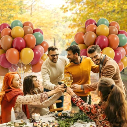 12inch Fall Balloons with Burgundy Brown Thanksgiving balloons - color: Burnt Orange Burgundy