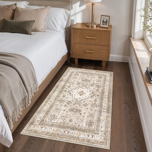 cotiled 3x5 Area Rug for Living Room, Washable, Traditional, Beige - color: Beige, size: 3' x 5' (Rectangular)