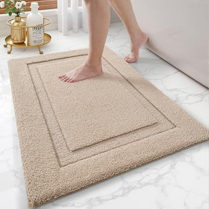 LUMI Ultra Soft Bathroom Rugs Absorbent, Non Slip Bath Mat 24x36, Beige - color: Beige, size: 24" X 36"