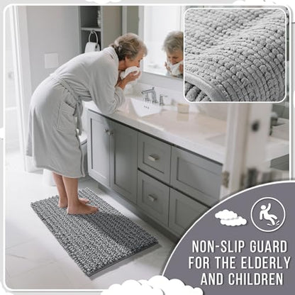 Yimobra Bathroom Rugs Sets 2 Piece, Super Absorbent Bath Mat Set, Grey - color: Grey, size: 32''x20''+24''x17''