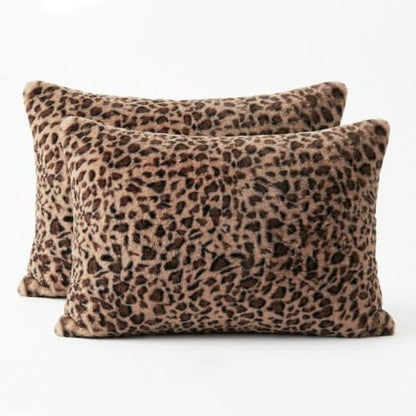 Cheetah Pillow Covers 20x26, Faux Fur Leopard Print Pillow Cases Set of 2 - size: 26" x 20" (Pack of 2)