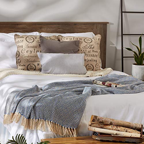 DII Diamond Throw Collection Cotton Woven, 50x60, Stonewash Blue - color: Stonewash Blue, size: 50x60"