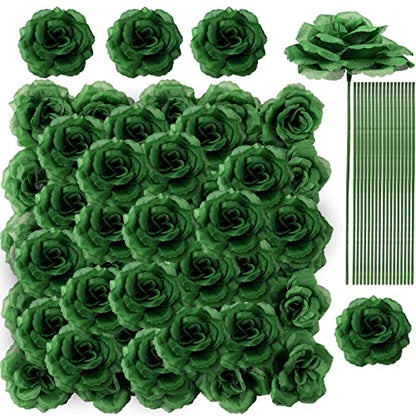 Yunlly 100 Pcs Artificial Flower for Wedding, Green - color: Green