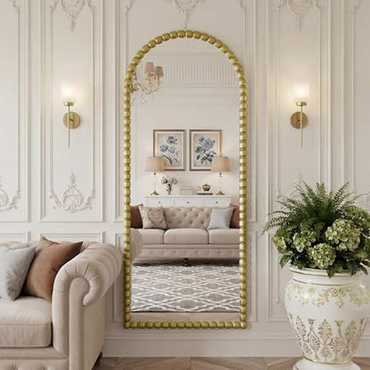 Antique Gold Full Length Mirror 71x28 Inch, Beaded Standing Mirror - color: Antique Gold