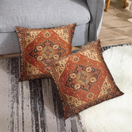 Britimes Throw Pillow Covers Set of 2, 18 x 18 Inch, Aztec Orange Tribal - color: Ethnic Tribal 3, size: 18" x 18" (Pack of 2)