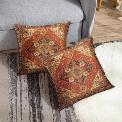 Britimes Throw Pillow Covers Set of 2, 18 x 18 Inch, Aztec Orange Tribal - color: Ethnic Tribal 3, size: 18" x 18" (Pack of 2)