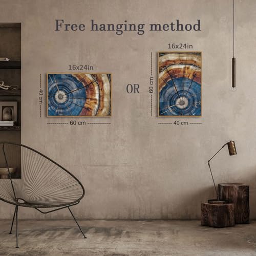 BingruiArt Faux Wood Tree Ring 02 Canvas Wall Art 16x24 Framed - color: Tree Ring - 02, size: 24"L x 16"W
