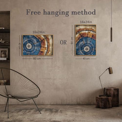 BingruiArt Faux Wood Tree Ring 02 Canvas Wall Art 16x24 Framed - color: Tree Ring - 02, size: 24"L x 16"W