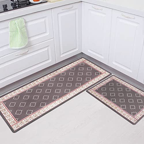 Kitchen Floor Mat Set of 2, Anti Fatigue Kitchen Mat 20"x32"+20"x47" - color: Coffee, size: 20"x32"+20"x48"