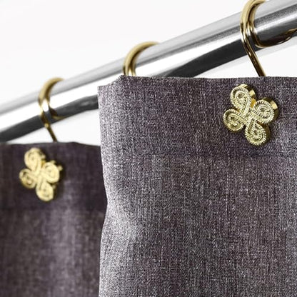 Brass Gold Shower Curtain Hooks: Rust Proof Metal Curtain Rings, 12Pcs - color: Gold