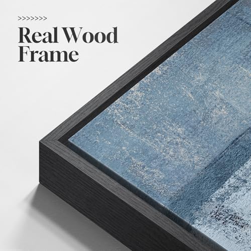 Large Framed Blue and Gray Abstract Wall Art for Living Room, 3 Piece 24x36 - color: Ash Blue Balance, size: 24" W x 36" H x 3Pcs