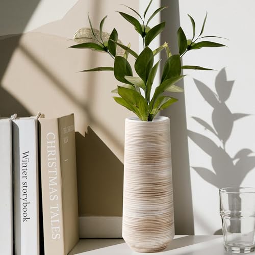 ALMA 13" White Tall Ceramic Vase, Modern Pampas Grass Vase Home Docer - color: Cylindrical-white-13''
