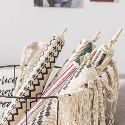 Cotton Wall Tapestry Hanging Decor, 20x34" Large Macrame Woven Boho Chic Bohemian Abstract Geometric Printed Tapestries Decor Gift for Apartment Dorm Kids Livingroom Bedroom Door Entrance Home Office