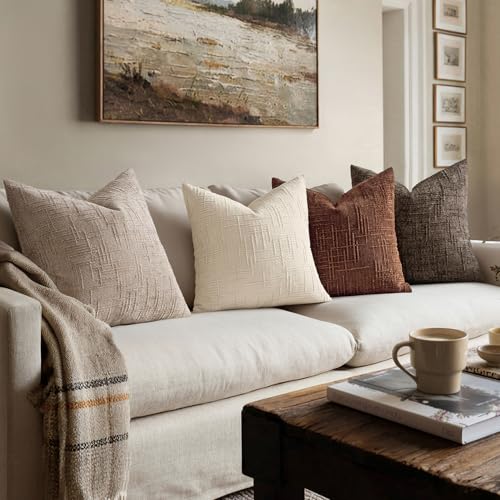 MIULEE Chenille Textured Fall Throw Pillow Covers Terracotta 16x16 - color: Terracotta, size: 16" x 16" (Pack of 2)