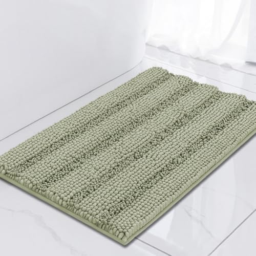 Turquoize Small Bathroom Rug 17x24, Soft Chenille Bath Rug, Eucalyptus - color: Eucalyptus, size: 17" x 24"