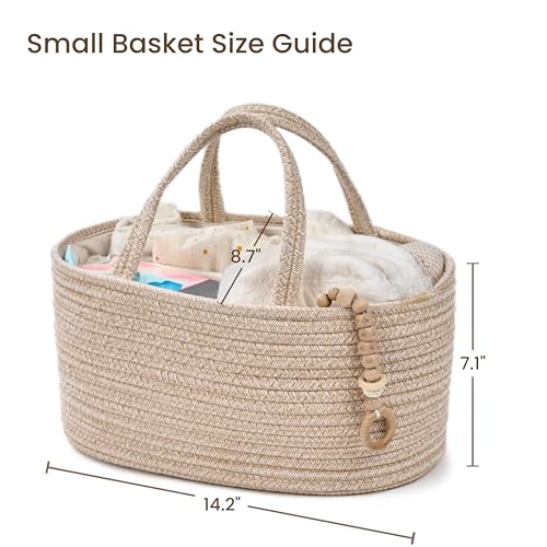 Diaper Caddy Organizer, Gift Basket for Baby Shower, Newborn Essentials - color: Oatmeal, size: Small