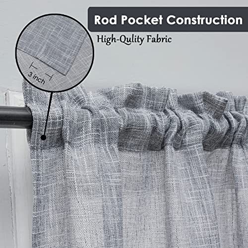 Beda Home Tassel Linen Textured Swag Curtain Valance, Grey, 36 x 63 in - color: Grey, size: 36"W x 63"L (Pack of 2)