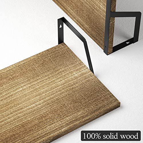 SRIWATANA Carbonized Black Deep Floating Shelves, Set of 2 Wood Wall Shelf - color: Carbonized Black