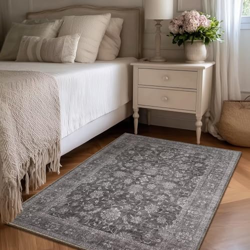 Washable 3x5 Entryway Rug, Non-Slip Door Mat, Charcoal Gray - color: Charcoal Gray, size: 3' x 5' (Rectangular)