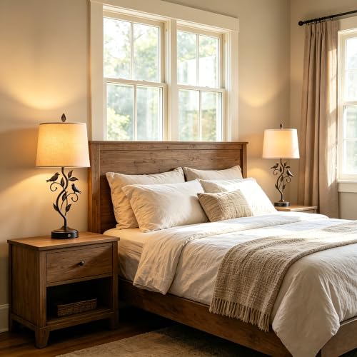 27" Touch Farmhouse Bird Table Lamps for Living Room with 2 USB C+A Ports - color: 1 Pack-‎Bronze
