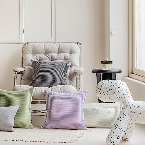 Home Brilliant Throw Pillow Covers for Bed 2 Pieces Throw Pillows Corduroy Light Purple Toss Pillowcases for Wedding Bedroom Couch, 40cm, 16x16 Inch, Lavender - color: Lavender, size: 16" x 16" (Pack of 2)