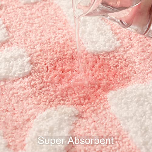 QJHOMO Long Get Naked Bath Mat Cute Pink Bathroom Rug Non Slip, 18" x 48" - color: Pink and White, size: 1'6" x 4' (Rectangular)