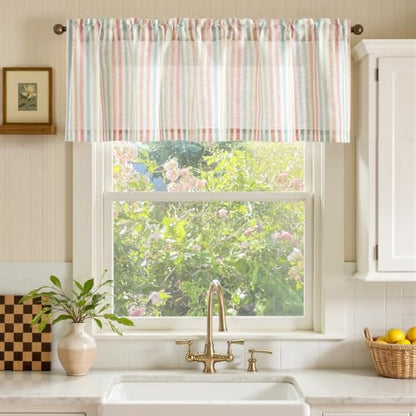 jinchan Linen Boxter Stripe Valances for Window 50 x 16 inch,Candy,1 Panel - color: Boxter Stripe | Candy on Linen, size: 50"W x 16"L (Pack of 1)