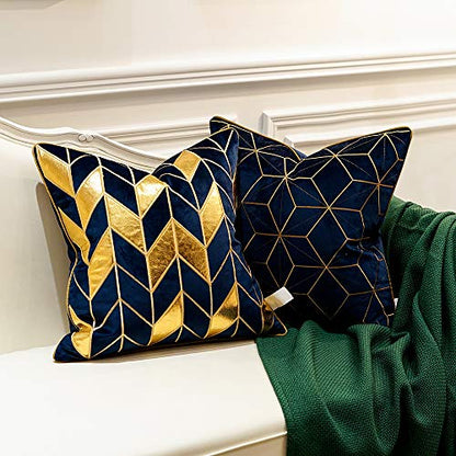 Avigers Throw Pillow Cover 20 x 20 Inch, Blue Gold, Velvet, Hidden Zipper - color: Blue, Gold, size: 20" x 20" (Pack of 1)