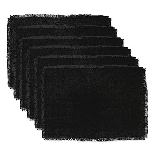 DII Jute Burlap Collection Kitchen Tabletop, Placemat Set, 13x19, Solid Black, 6 Count - color: Solid Black, size: Placemat Set, 13x19"