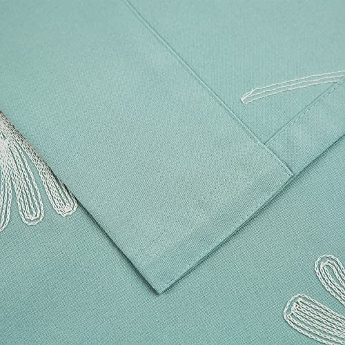 VOGOL Floral Embroidered Grommet Curtains, 52 x 84, 2 Panels, Blue - color: C2, size: 52"W x 84"L (Pack of 2)