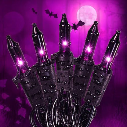 Purple Halloween Lights,13FT 50 Count Mini String Lights - color: Purple Black, size: 50 count