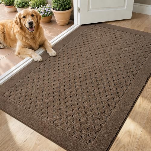 Dirt Trapper Door Mat 32"x 48", Non-Slip Entryway Rugs, Brown - color: Brown, size: 32" x 48"