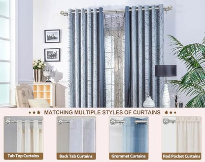 KAMANINA Double Curtain Rod 66 to 120 Inch, Long Adjustable Rods, Silver - color: Antique Silver, size: 66-120"