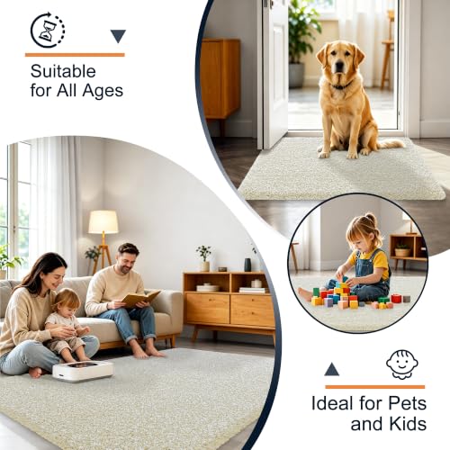 OLANLY Microfiber Bathroom Rugs 30x20, Quick Dry Bath Mat, Sand and White - color: Sand and White, size: 30" X 20"