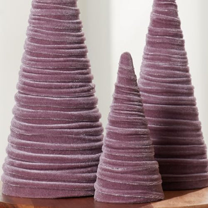 Your Heart's Content Set of 3 Velvet Trees Mulberry, Winter Wedding Centerpiece, Valentine Tree Tabletop, Handcrafted Holiday Entryway, Cozy Winter Home, Artisan Gift for (Mulberry) - color: Mulberry